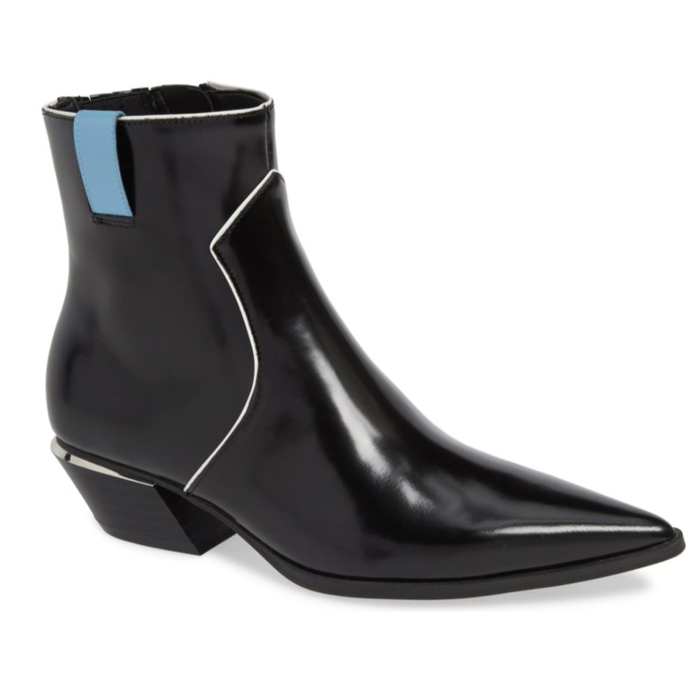 Black Ankle Boots with Blue Accent